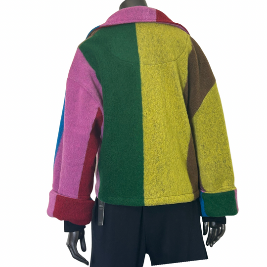 Rainbow Notched Shawl Collar Crop Jacket