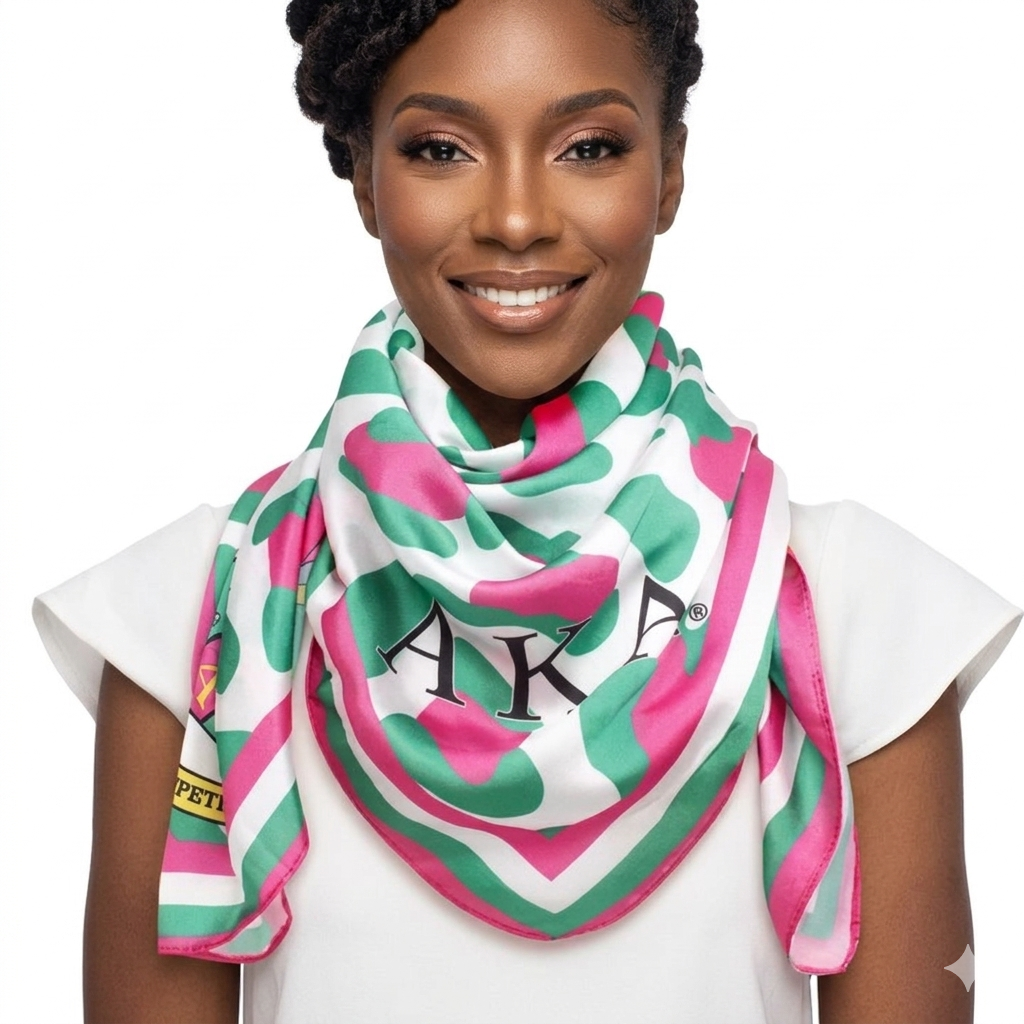 AKA Women’s Scarf – Green &amp; Pink Leopard Print