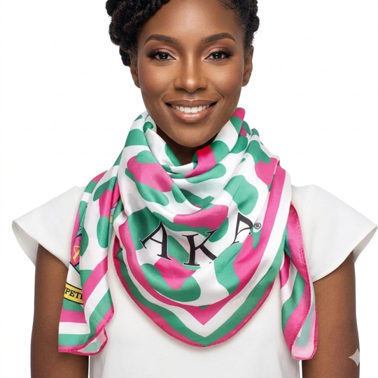 AKA Women’s Scarf – Green &amp; Pink Leopard Print