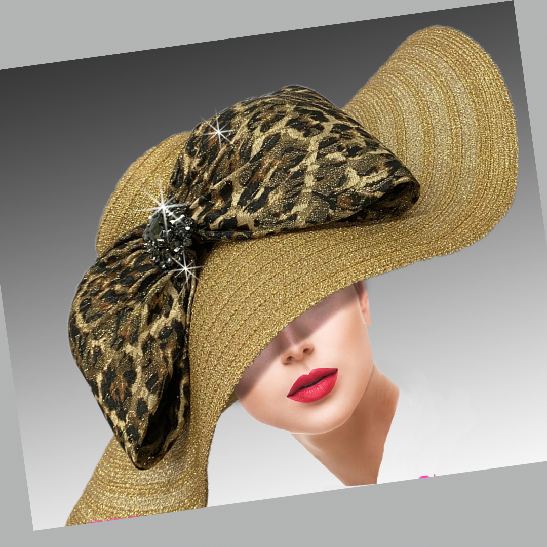 Bridget Floppy Brim Hat - Gold Leopard