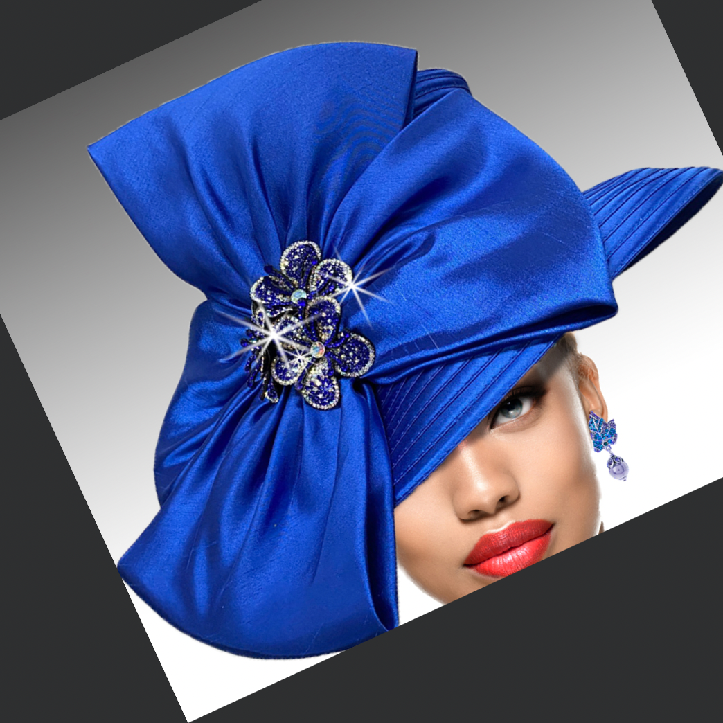 Carmen Crystal Flower Hat - Blue
