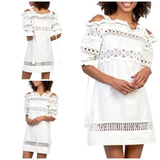 Off Shoulder Lace Embroidery Detail Dress