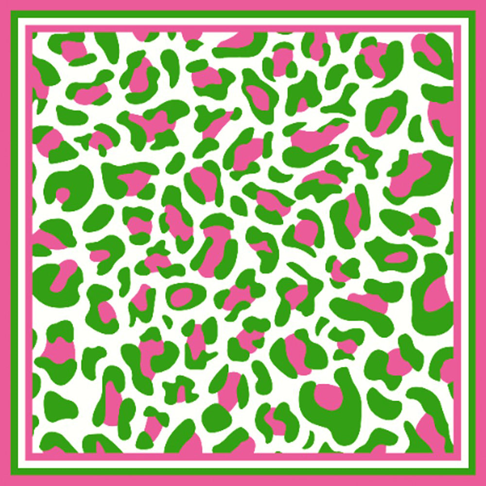 Pink & Green Leopard Print Color Story Square Scarf