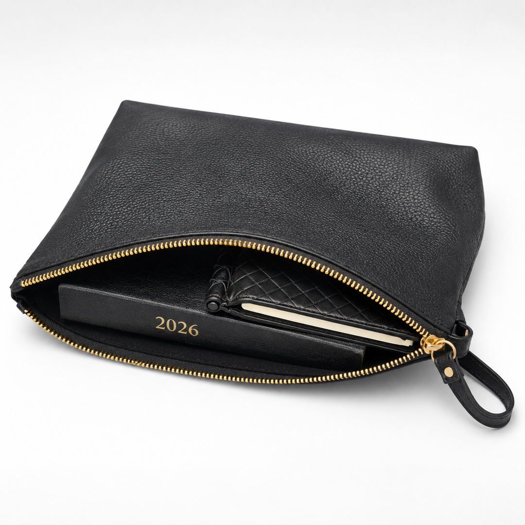 Italian Leather Men’s Wristlet Pouch – Black