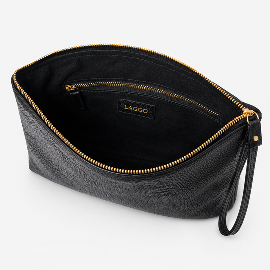 Italian Leather Men’s Wristlet Pouch – Black