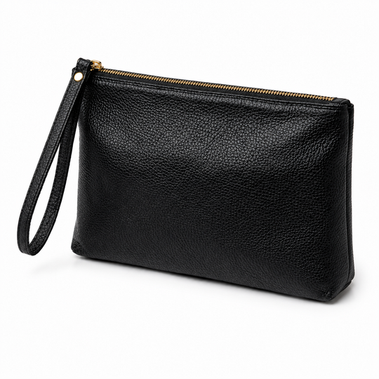 Italian Leather Men’s Wristlet Pouch – Black
