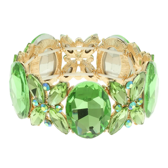 Armband Kristall-Edelstein, oval, mit Blumenmuster: Rot