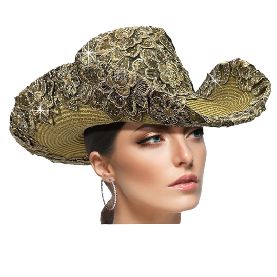 Madrid Jeweled Cowboy Hat - Gold