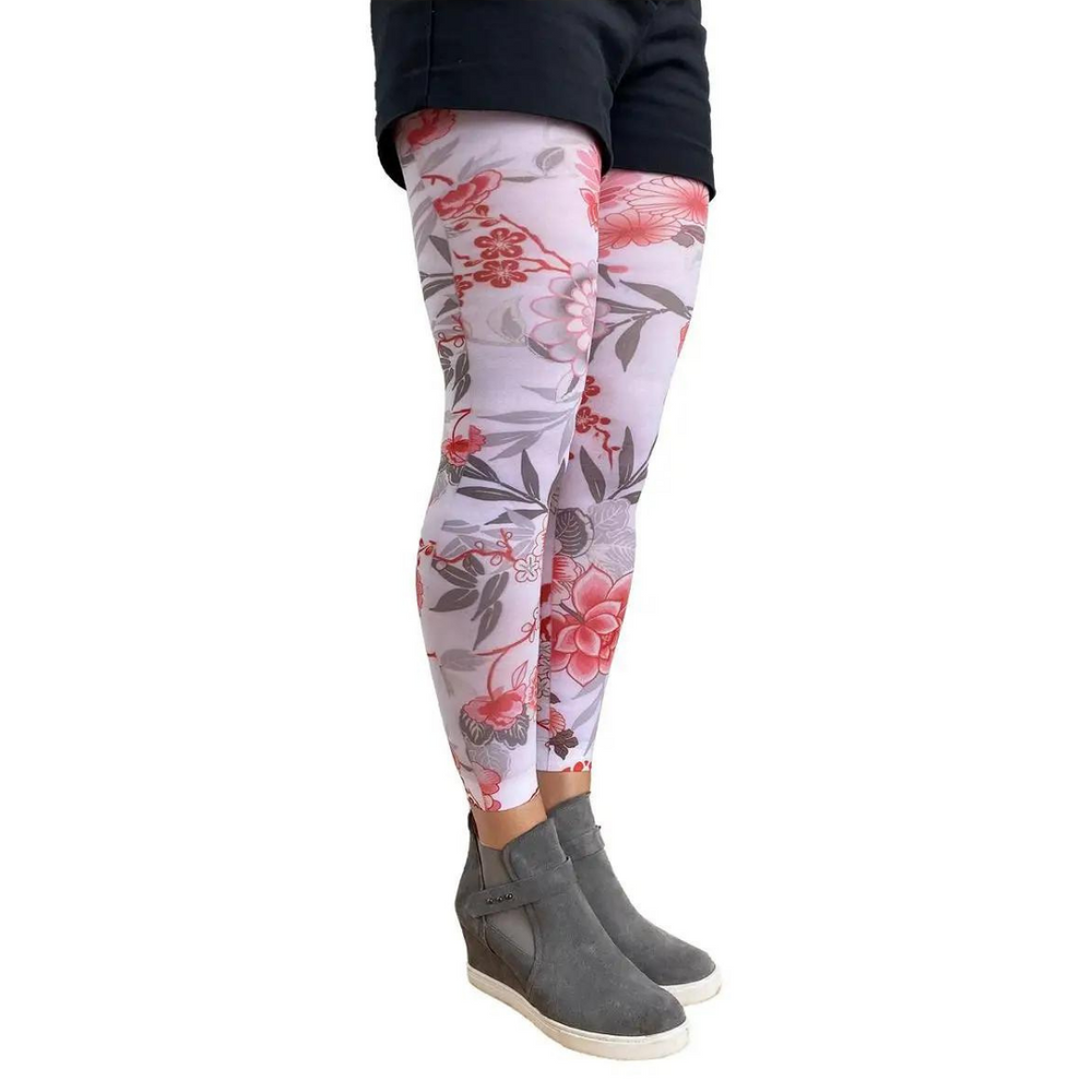 Japanese Flower Footless Tights