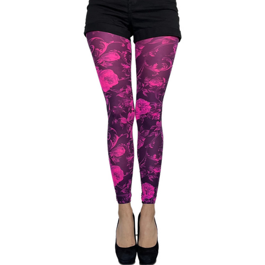 Pink Floral Printed Footless Tights