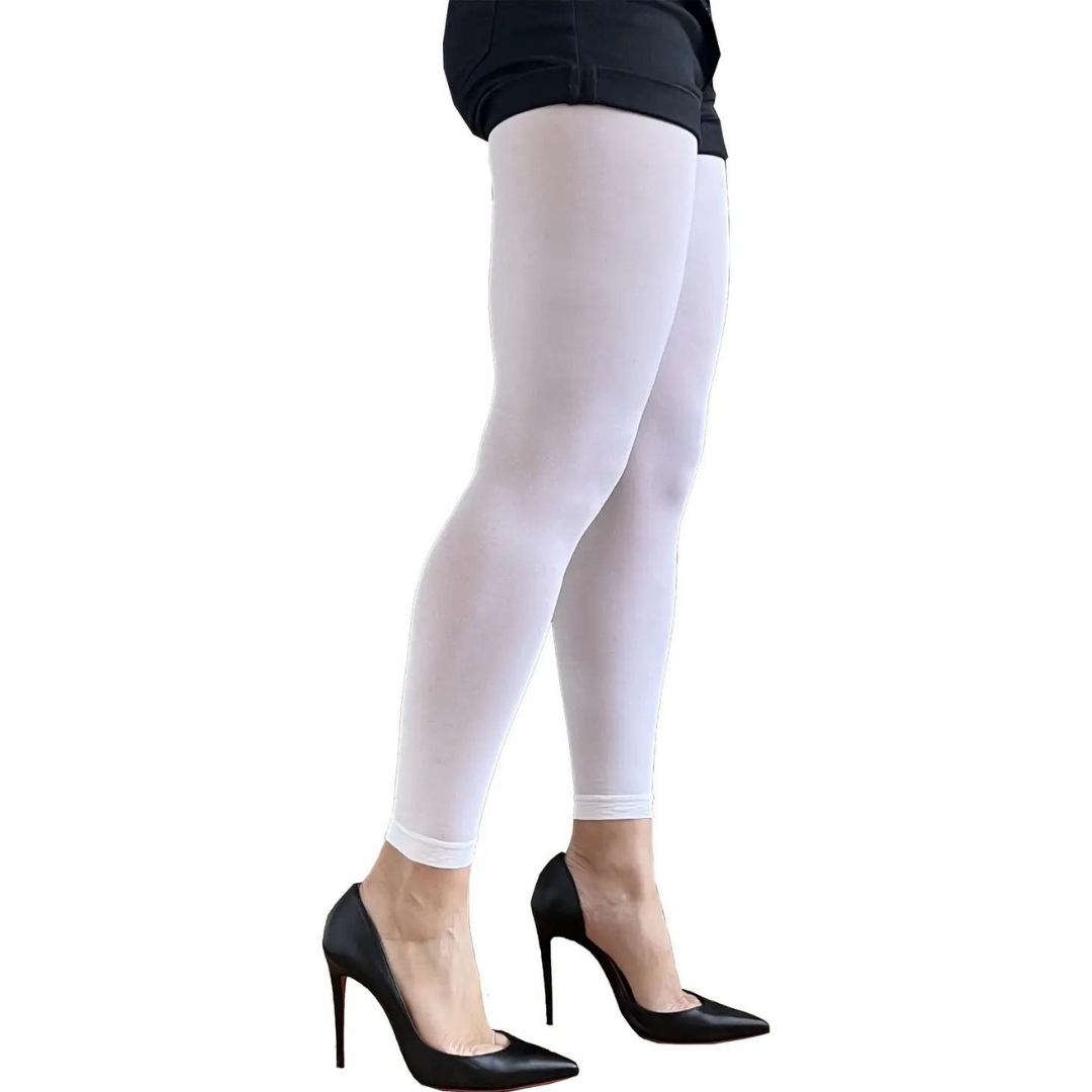 White Opaque Footless Tights