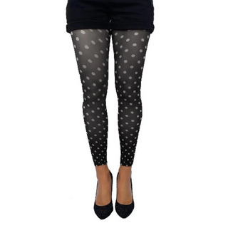 White & Black Dotted Footless Tights