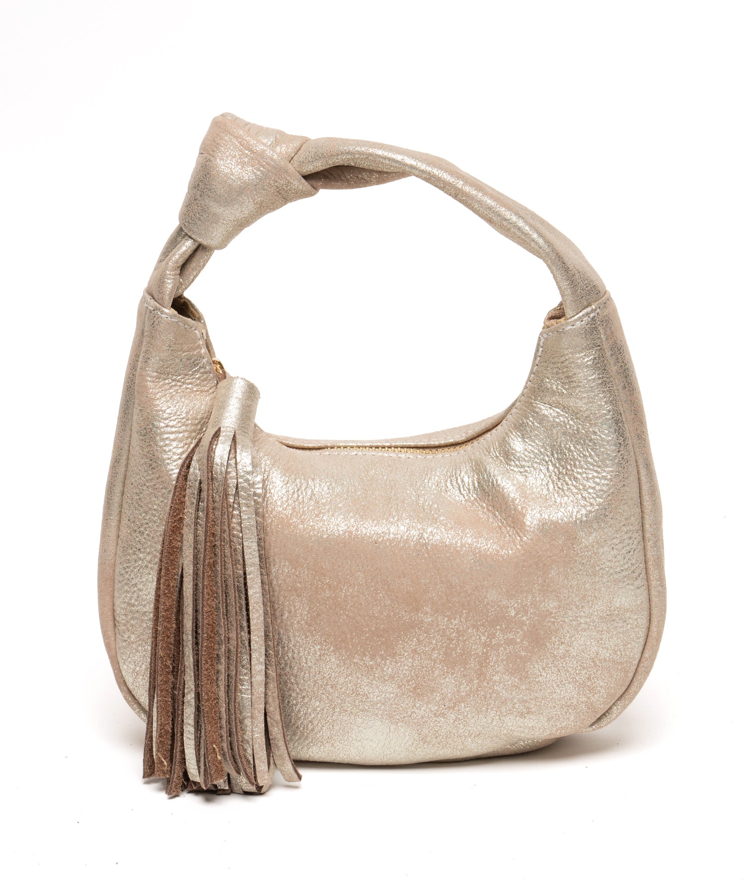 LAGGO White Pebbled Leather Hobo Tote Bag Tassel high quality Gold Studs Detail Up Sides