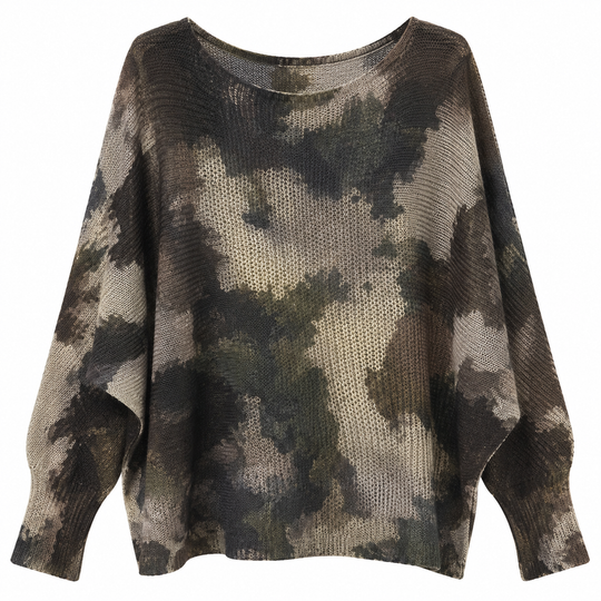 Choco Grey Abstract Italian Knit Sweater