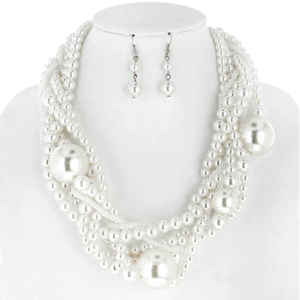 Pearl Twisted Necklace Set