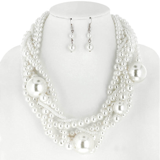Pearl Twisted Necklace Set