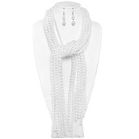 Multi Pearl Strand Twisted Wrap Necklace and Earrings Set