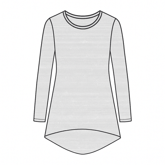 Tllly Top – Medium Length Sheer Mesh Tunic | Black