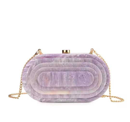 Lavender Deco Clutch – Acrylic Crossbody & Evening Bag
