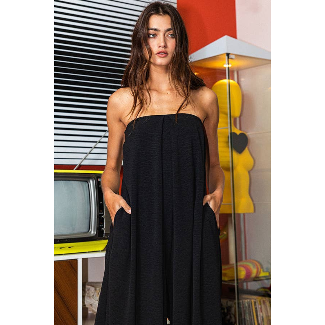 Strapless Flowy Jumpsuit - Black Le' Diva Boutique Store Strapless Flowy Jumpsuit - Black Le' Diva Boutique Store