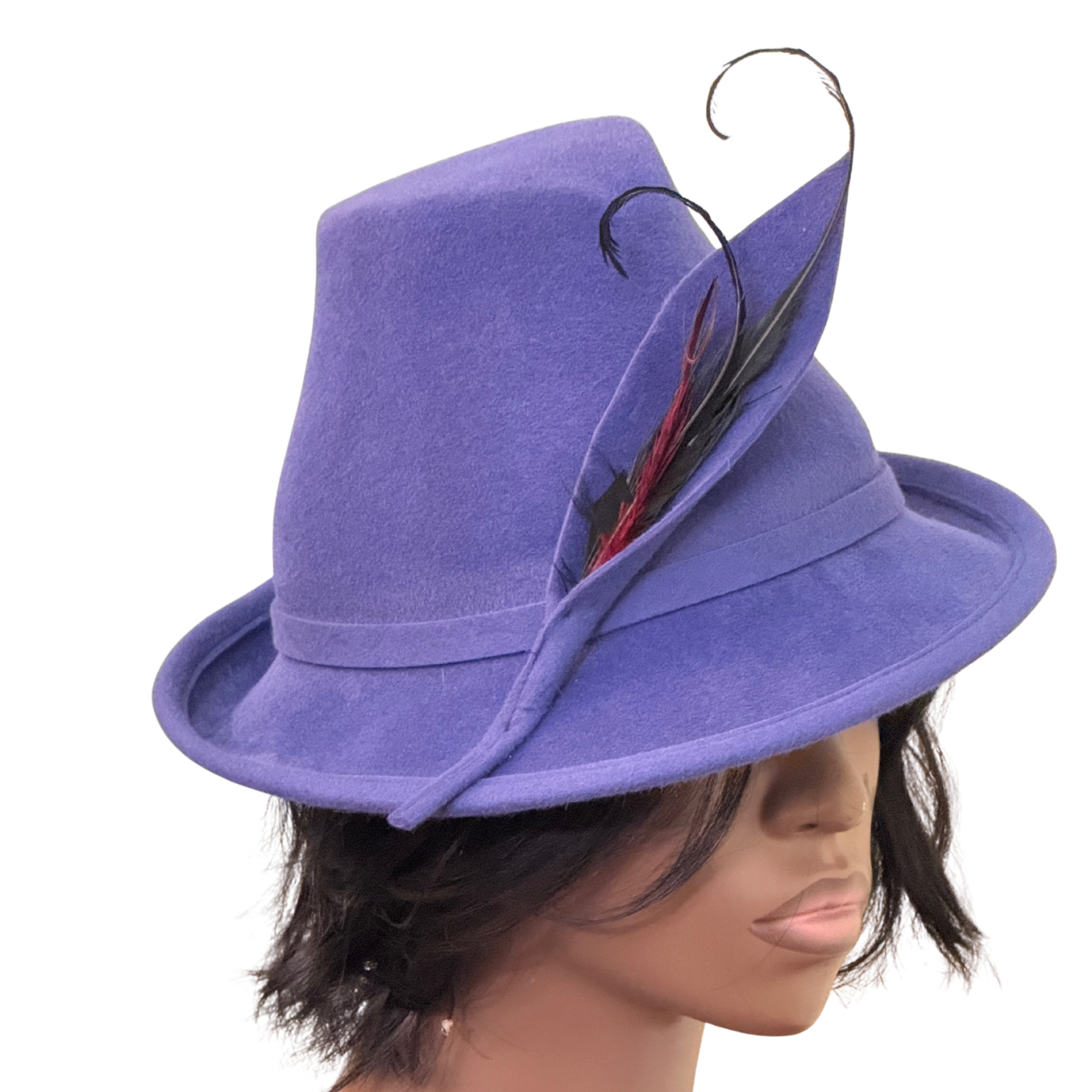 Fedora con estampado de leopardo y ribete de plumas