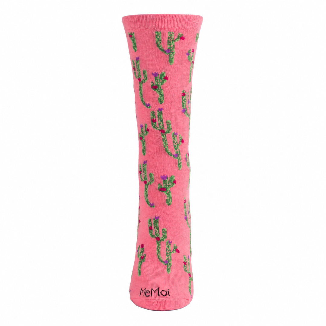 Cactus Bamboo Blend Crew Socks: Pink Confetti