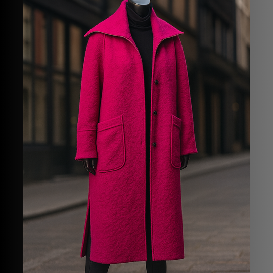 Pink Raw Seam Patch Pocket Coat