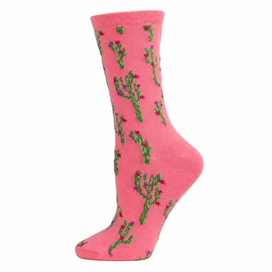 Cactus Bamboo Blend Crew Socks: Pink Confetti