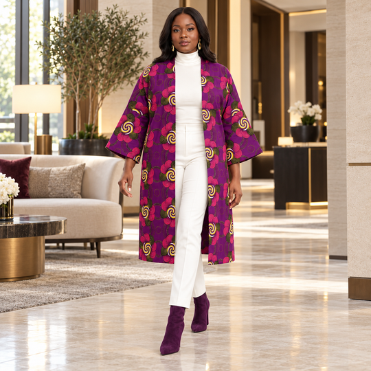 Two-Look Reversible African Print Kimono Jacket
