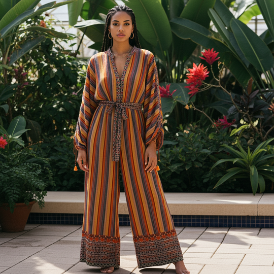 Leena Long 3/4 Sleeve Wide Leg Jumpsuit