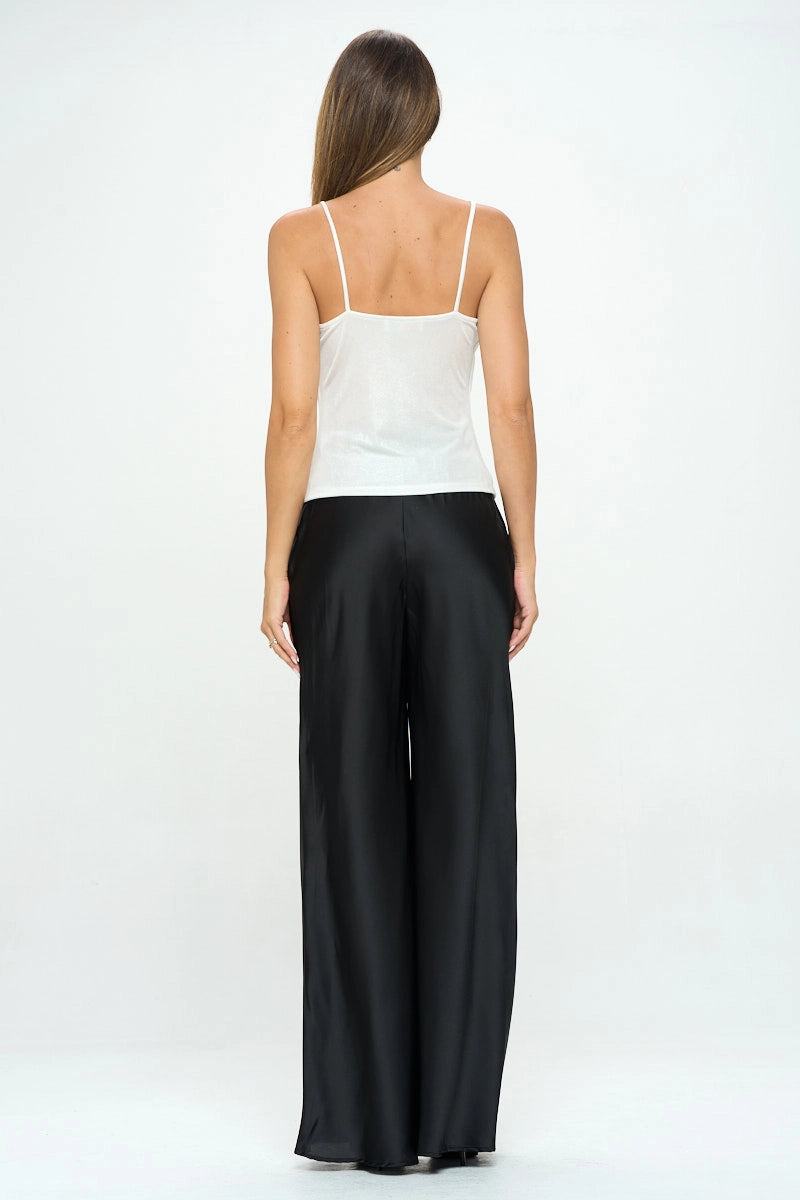 Lurex Metallic Knit Cowl Neck Tank Top - Ivory
