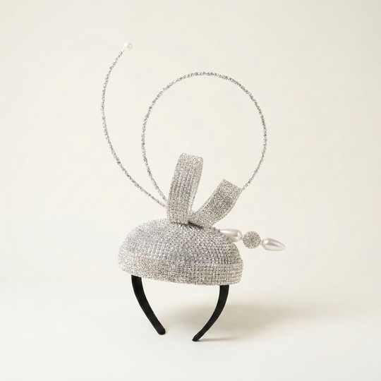 Jeweled Swish Headband Fascinator - Leonardo Silver