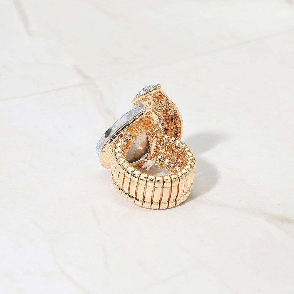 Red Teardrop Crystal Wrap Stretch Cocktail Ring