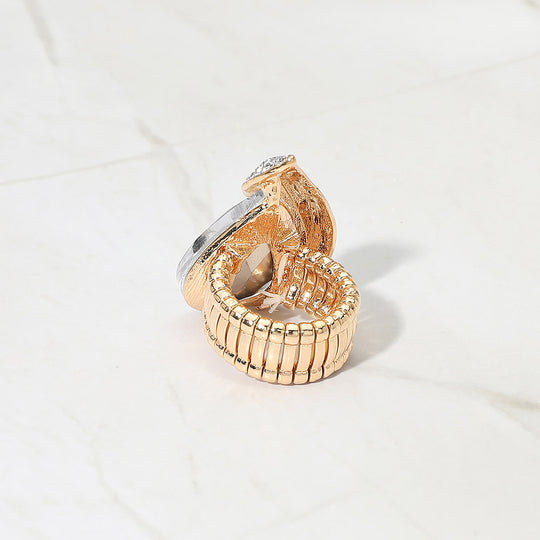 Red Teardrop Crystal Wrap Stretch Cocktail Ring