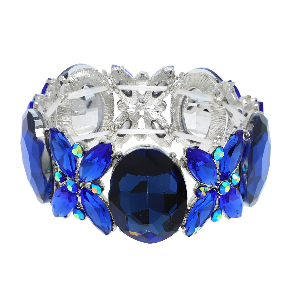 Armband Kristall-Edelstein, oval, mit Blumenmuster: Rot