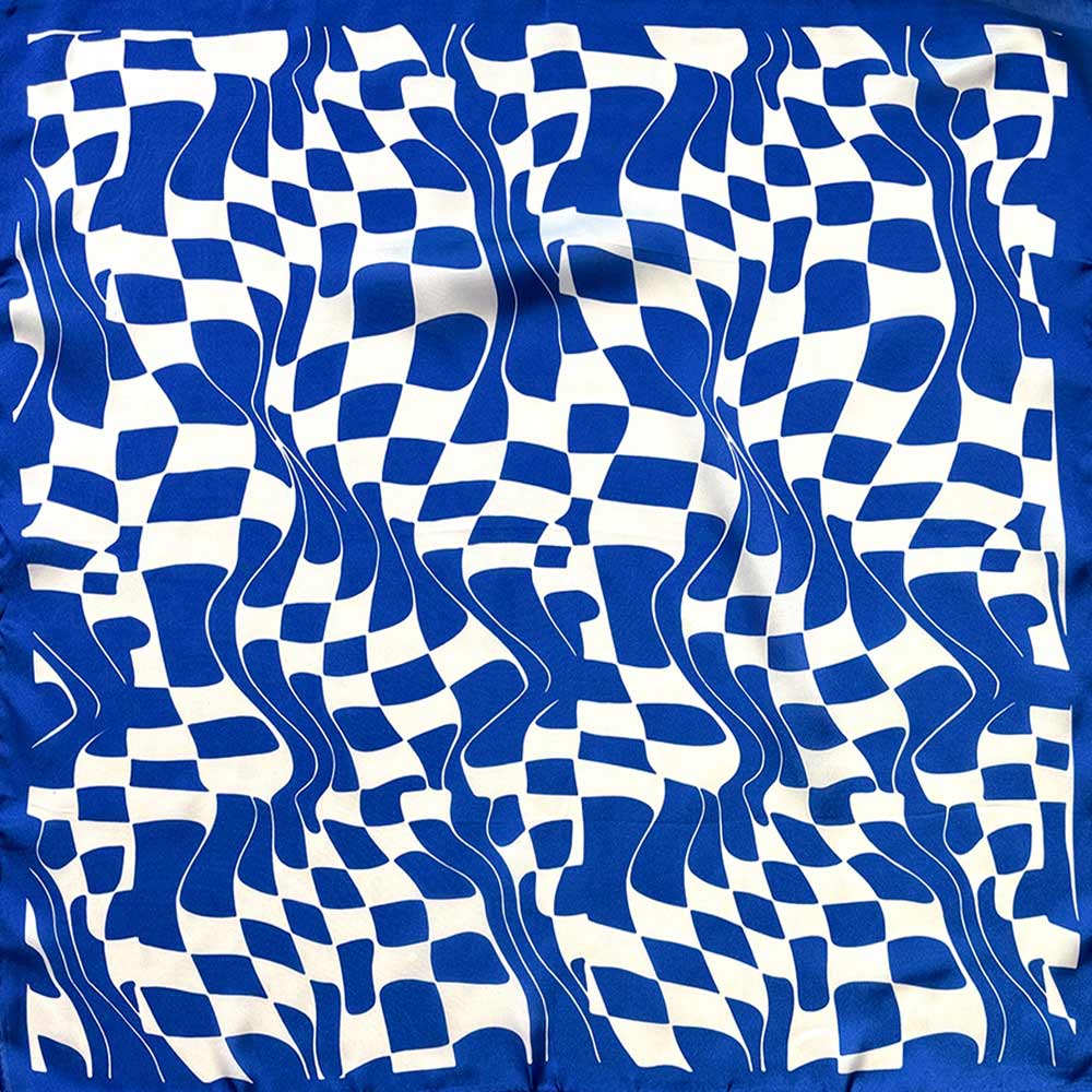 abstract print blue and white scarf