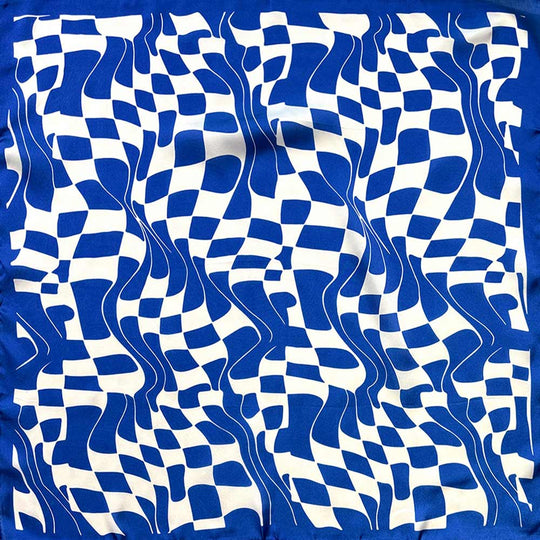 abstract print blue and white scarf