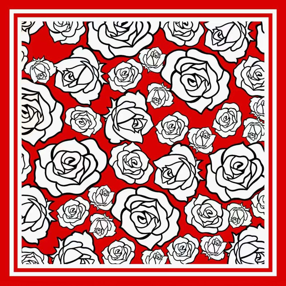 Quadratisches Tuch mit Hahnentrittmuster in Rot & Creme