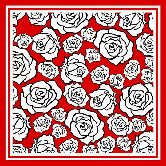 Quadratisches Tuch mit Hahnentrittmuster in Rot &amp; Creme