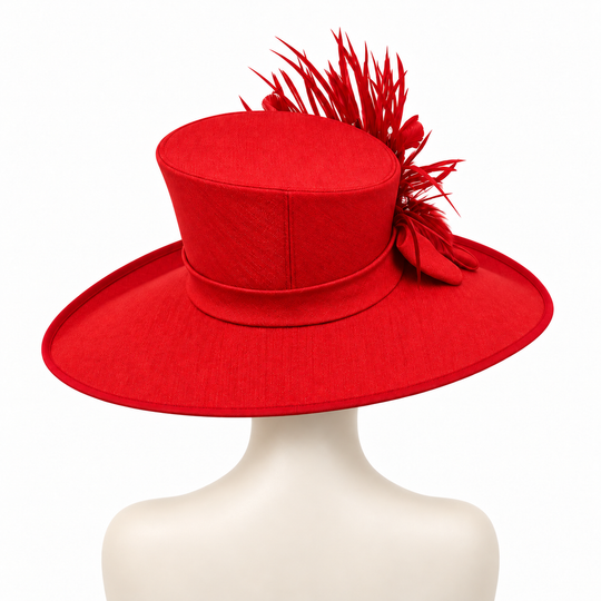 The Plaza Wide Brim Statement Hat: Red