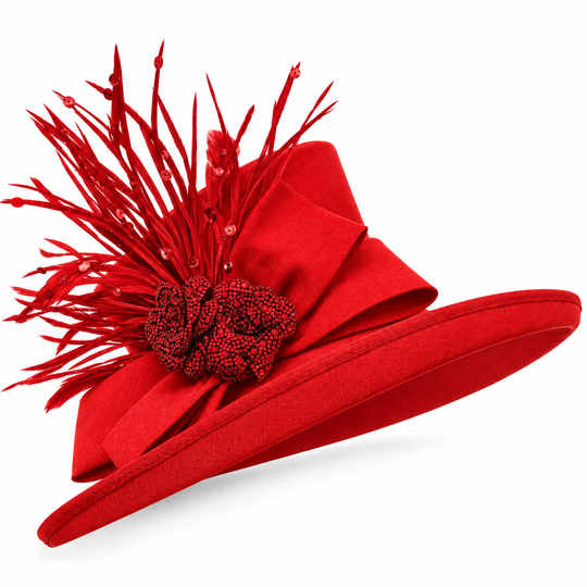 The Plaza Wide Brim Statement Hat: Red