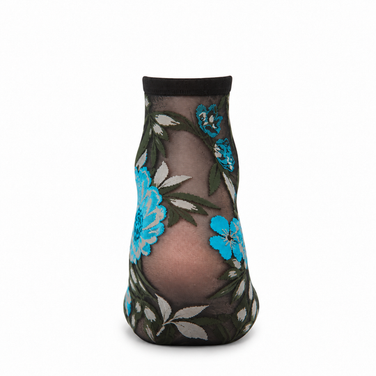 Botanic Bunches Sheer See-Through Anklet Socks: Black