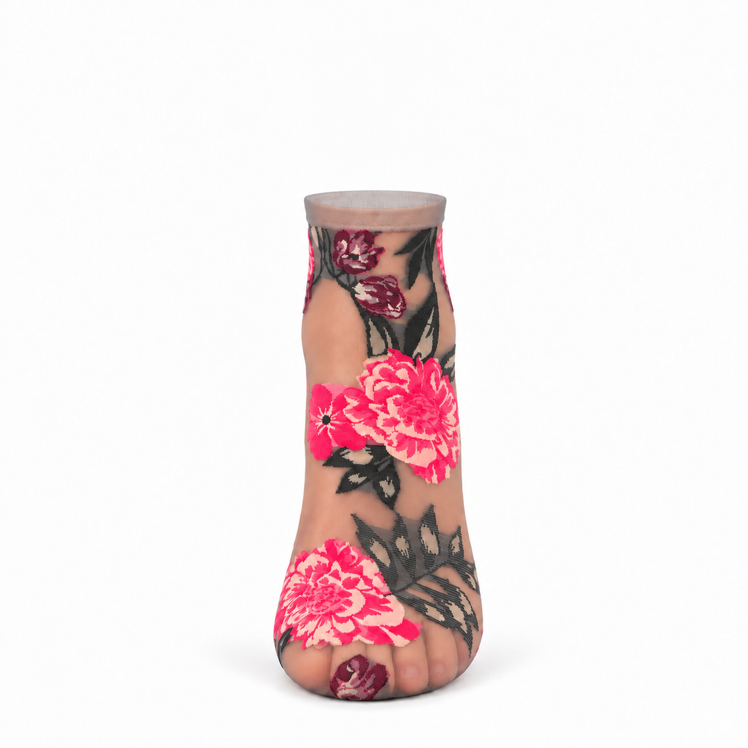 Botanic Bunches Sheer See-Through Anklet Socks: Alloy
