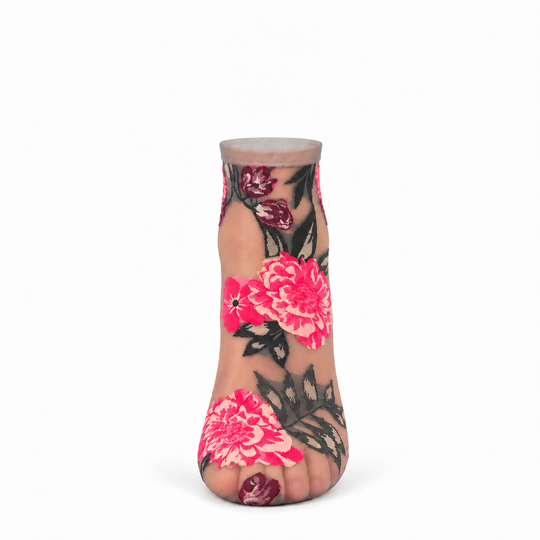 Botanic Bunches Sheer See-Through Anklet Socks: Alloy