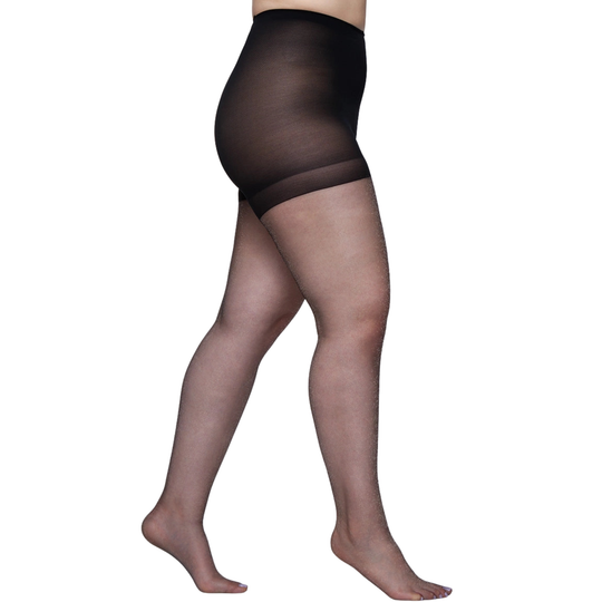 Queen Shimmers Ultra Sheer Control Top Pantyhose - Black