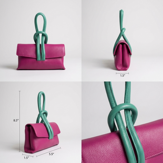 Riley Leather Clutch – Fuchsia Green