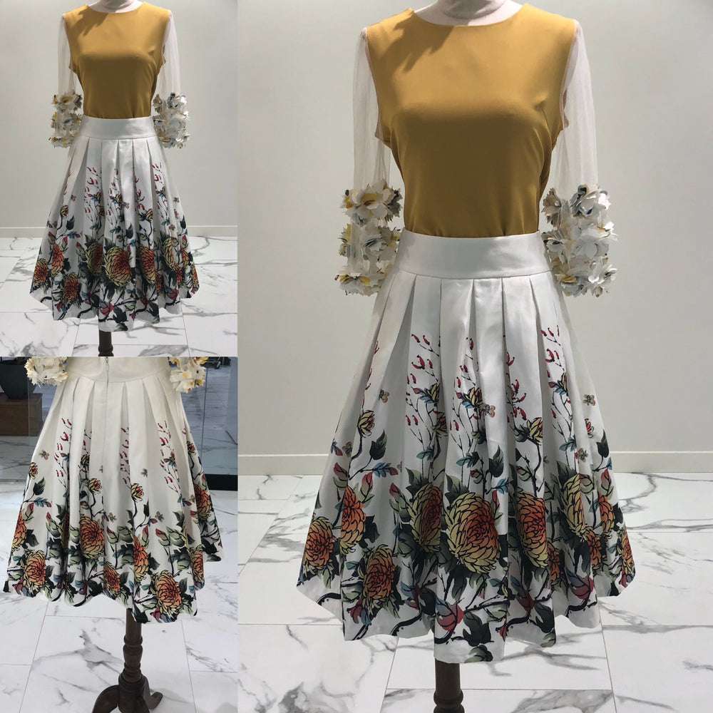 Flower Printed Circle Skirt