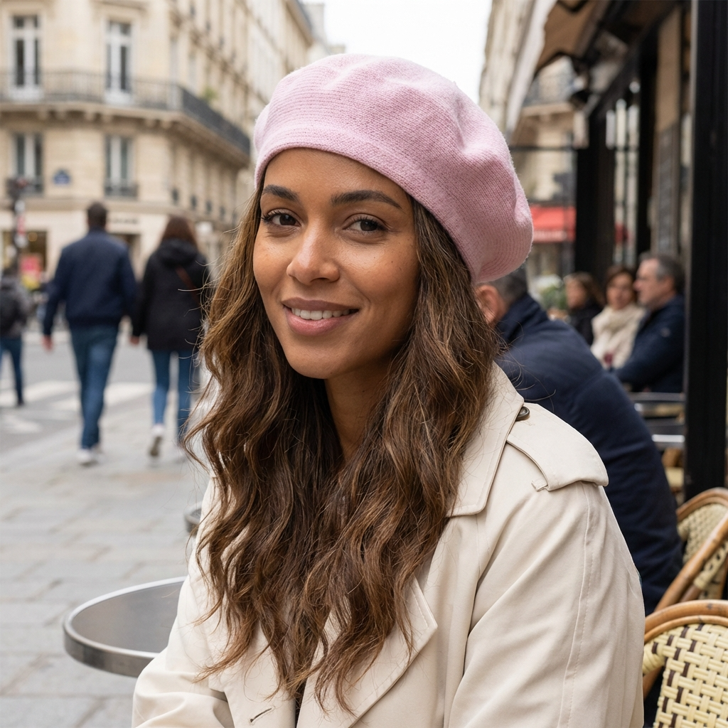 Classic Acrylic Beret - Light Pink
