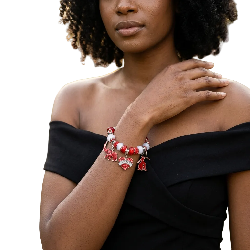 Delta Sigma Theta LOVE Charm Beaded Bracelet
