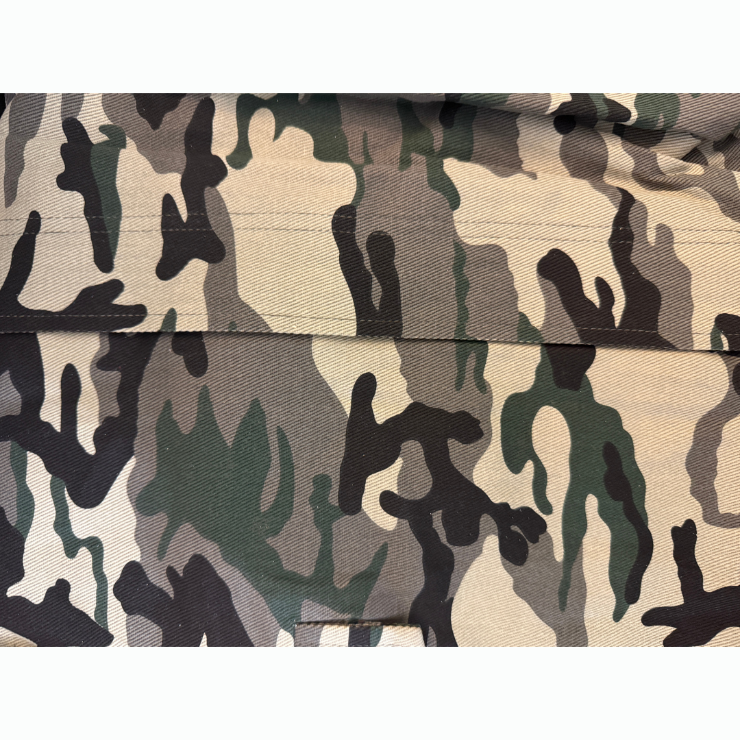 Close-up of a camouflage pattern fabric swatch